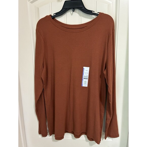 Time And Tru Tops - Time and Tru Women's Tee with Long Sleeves-Ribbed Rust Brown-XXL(20)-NWT